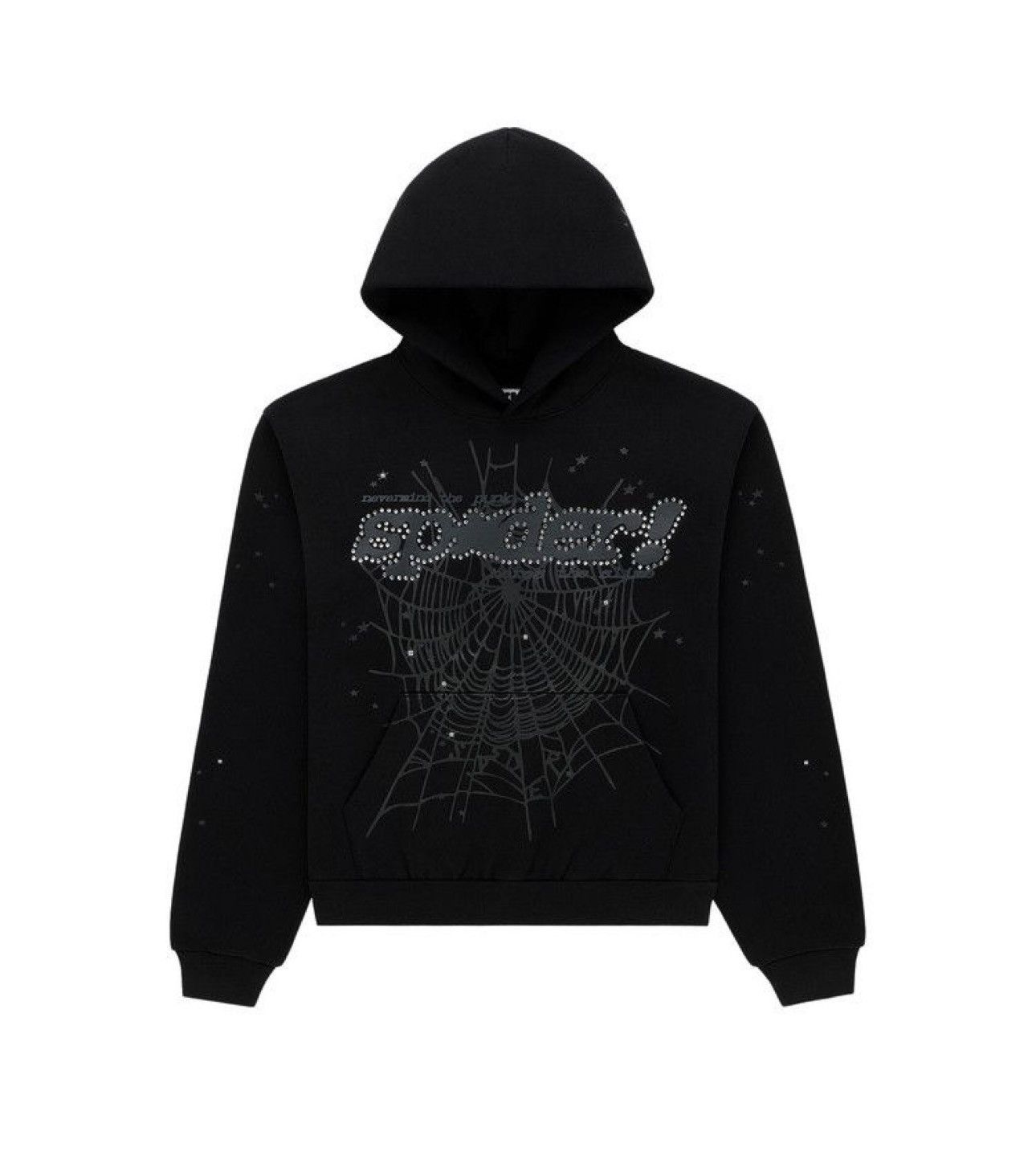 Sp5der Sp5der Rhinestone Punk V2 Hoodie Black | Grailed