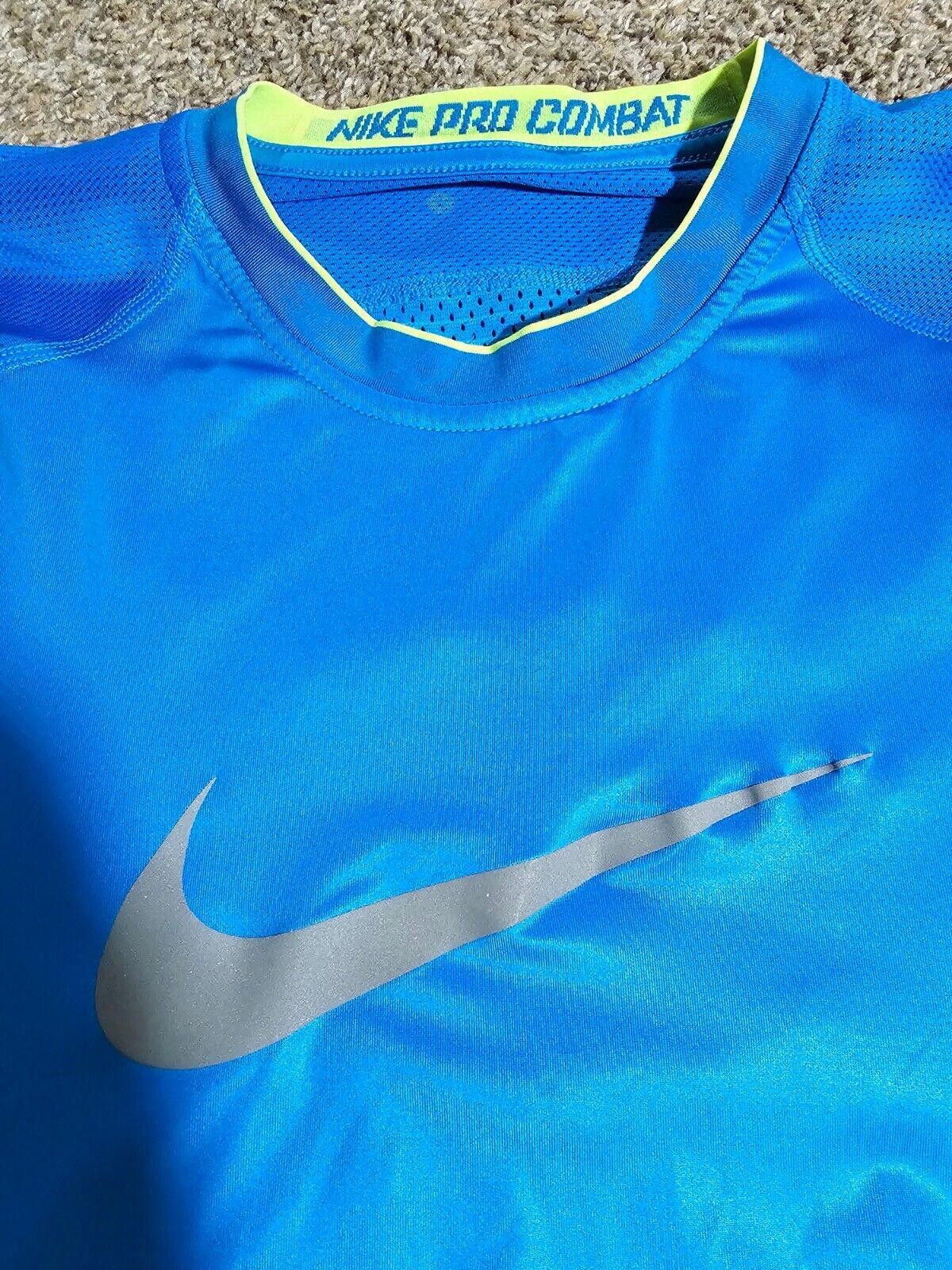 Nike Nike Pro Combat Shirt Mens L Blue Drifit Short Sleeve Fitted Size US L / EU 52-54 / 3 - 2 Thumbnail