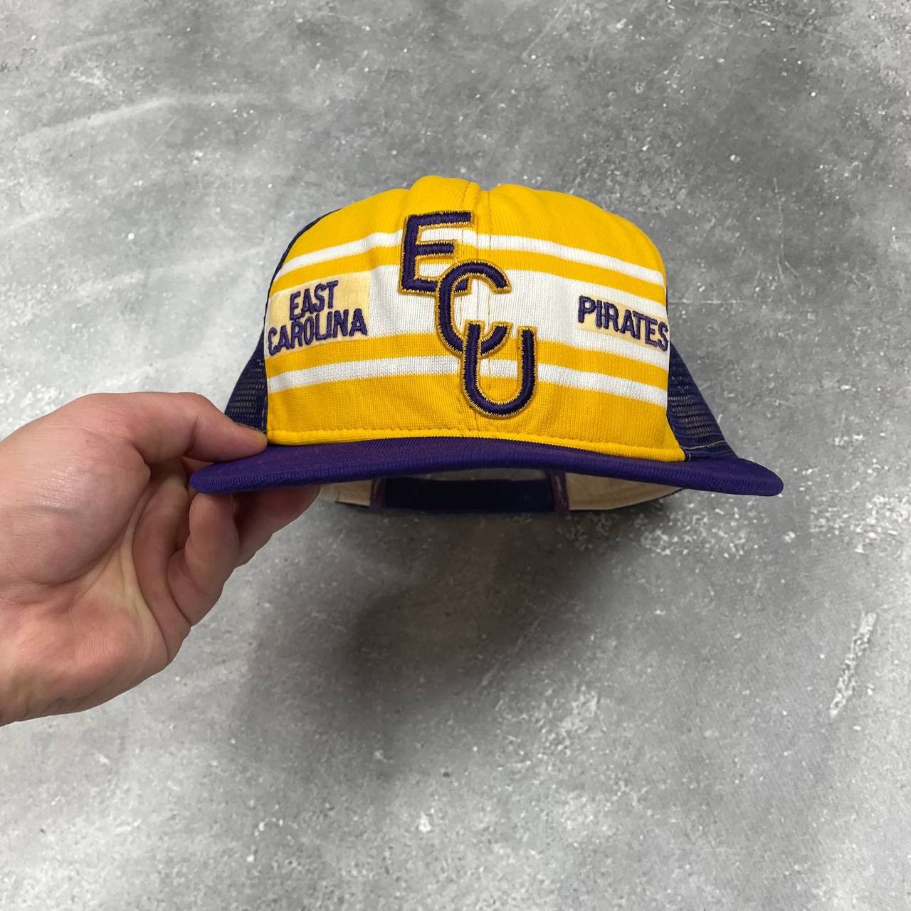 NFL × Vintage Vintage 80s East Carolina Pirates Double Knit Trucker Hat Size ONE SIZE - 10 Thumbnail