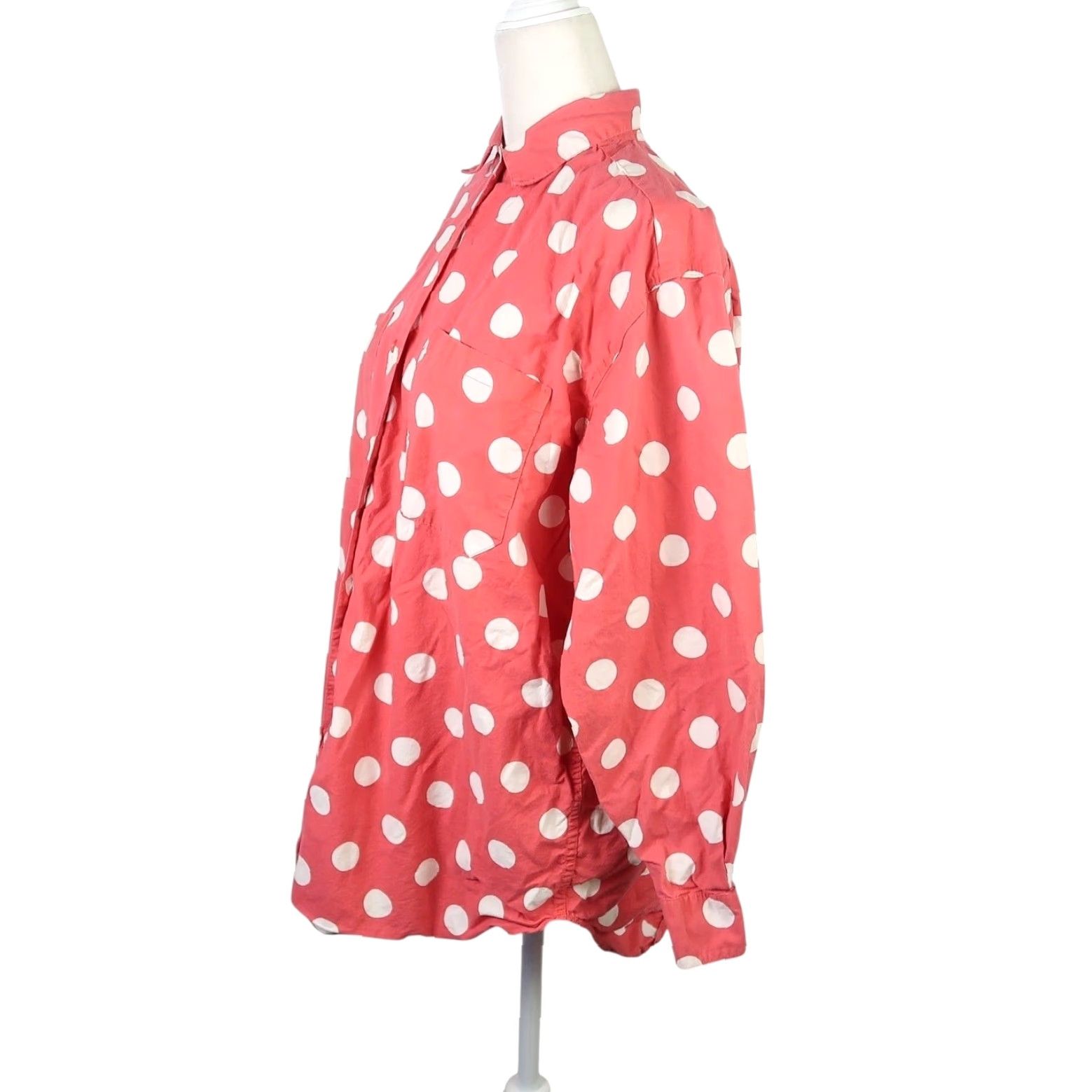 Vintage VINTAGE Forenza Shirt Polka Dot Button-Down 90s Coral Pink Cream Long Sleeve S Womens Size S / US 4 / IT 40 - 3 Thumbnail