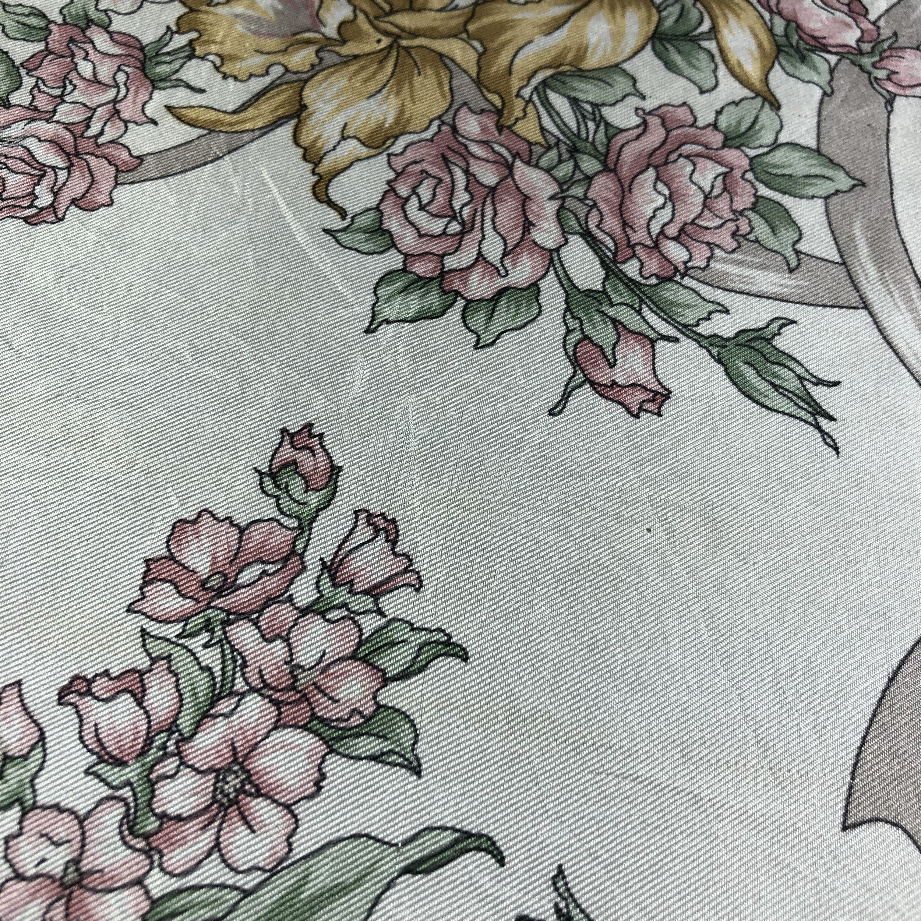 Japanese Brand Luxury Floral Silk Scarf M518 Size ONE SIZE - 6 Thumbnail