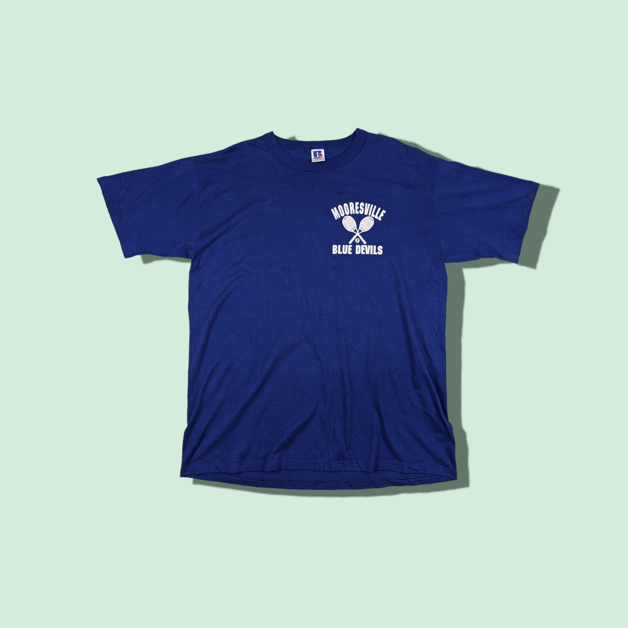 Russell Athletic 90's Mooresville High School Blue Devils Tennis Club Tee Size US L / EU 52-54 / 3 - 1 Thumbnail