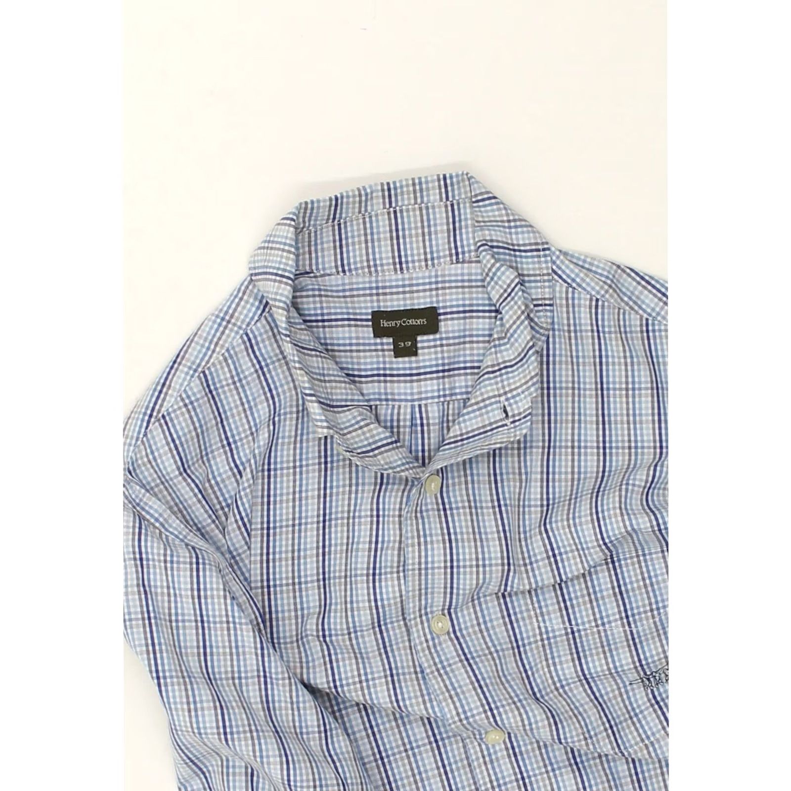 Vintage HENRY COTTONS Mens Shirt Medium Blue Check Size 39 Size US M / EU 48-50 / 2 - 3 Thumbnail