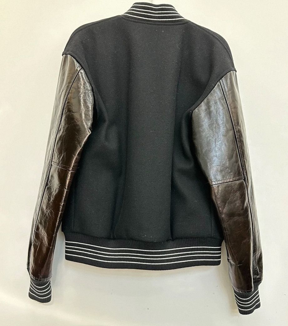 Saint Laurent Paris Saint Laurent Black Leather Sleeve Varsity Jacket- Size XS / US 0-2 / IT 36-38 - 2 Thumbnail