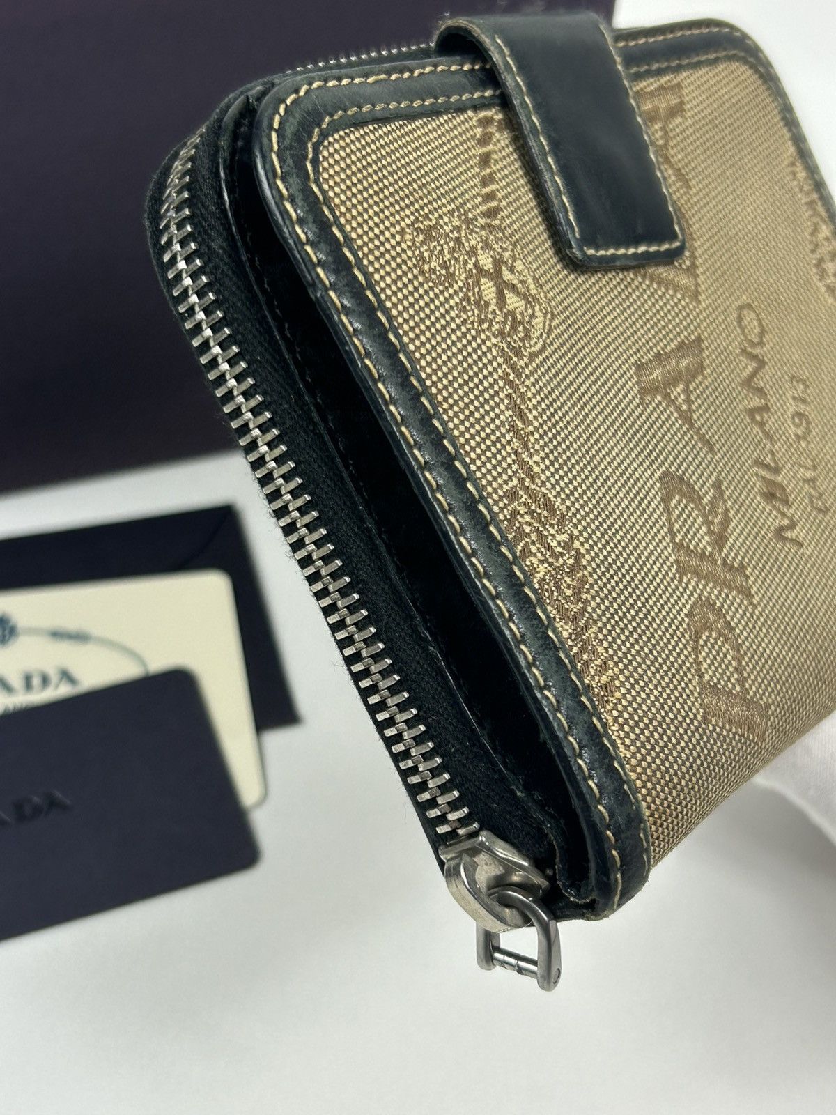 Prada Prada Jacquard Leather Zippy Wallet Size ONE SIZE - 9 Thumbnail