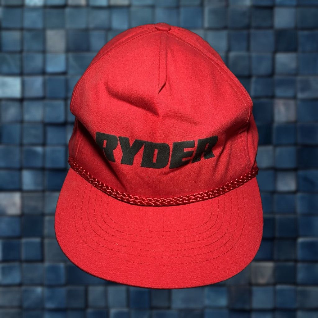 Vintage Vtg Ryder Rope Hat Snapback Baseball Cap Cap One Size Red Polyester Ryder Adjustable Trucker 1980s Mens Boys Size ONE SIZE - 1 Thumbnail