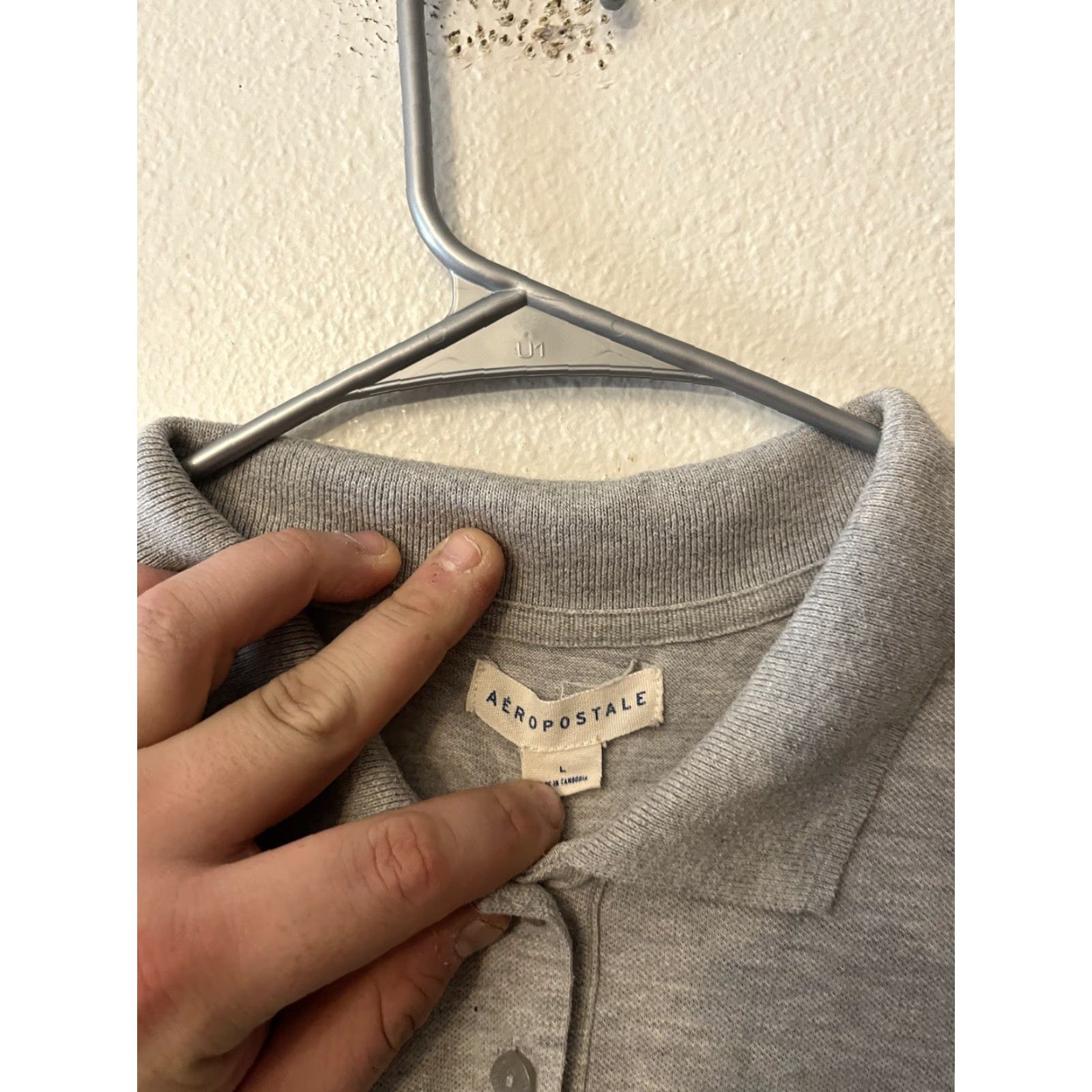 Aeropostale AEROPOSTALE Women's Gray Short Sleeve Polo Shirt - Size Large Solid Casual Bow Regular Fit Size L / US 10 / IT 46 - 3 Thumbnail