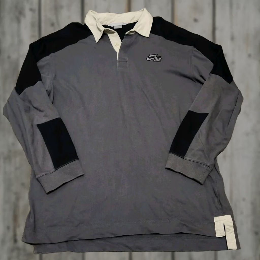 Nike Nike Air Grey Colorblock Swoosh Y2K Long Sleeve Polo Embroidered Shirt Size L Mens Size US L / EU 52-54 / 3 - 1 Thumbnail