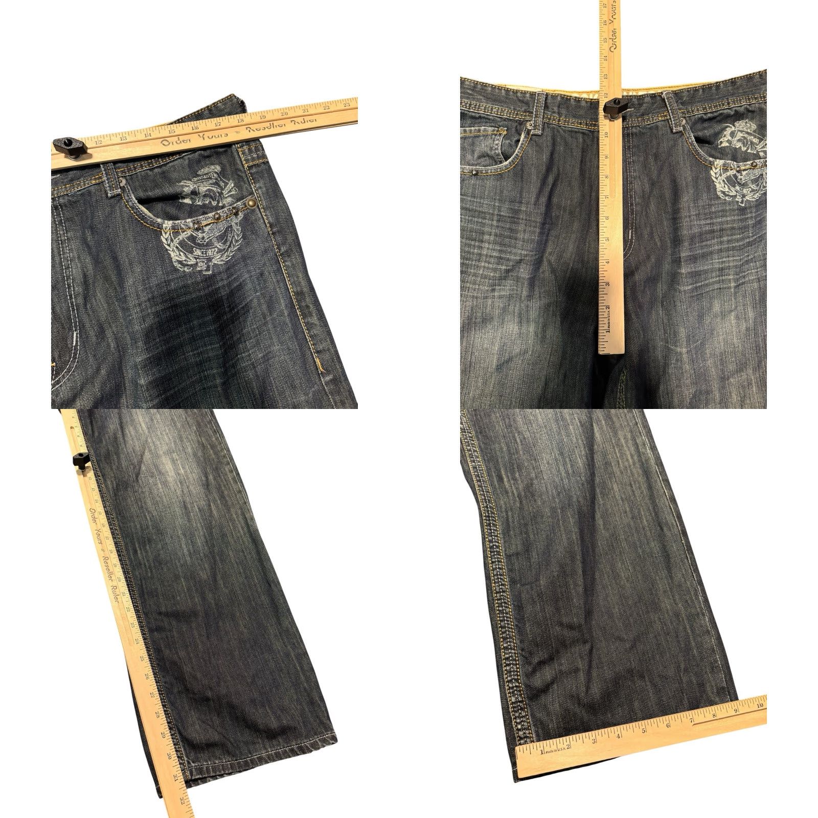 Ecko Unltd. VINTAGE ECKO UNLTD. Blue Baggy Fit Denim Jeans 38x32 Mens 90s Hip Hop Graffiti Embroidered Baggy Size US 38 / EU 54 - 9 Thumbnail