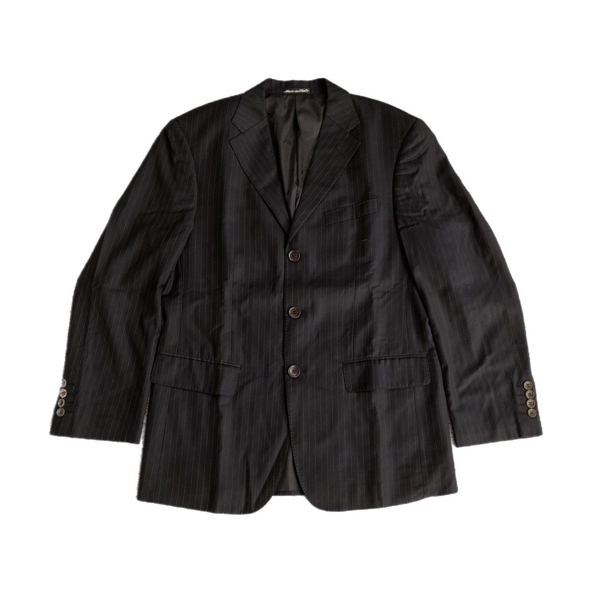 Giorgio Armani 90s Rare Giorgio Armani Striped Black Blazer Size 48R - 1 Thumbnail