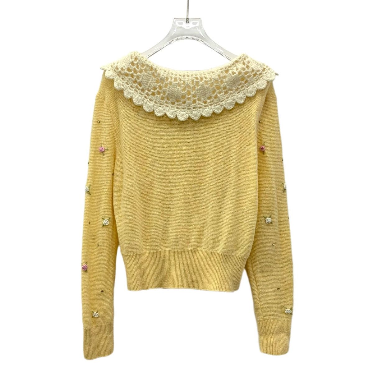 Miu Miu Miu Miu Yellow Rhinestone Long Sleeve Knit Sweater K26WX Size S / US 4 / IT 40 - 2 Thumbnail