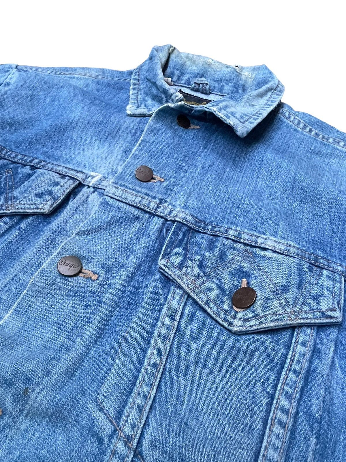 Vintage Vintage 70’s Wrangler Distresed Denim Jacket Size US L / EU 52-54 / 3 - 4 Thumbnail