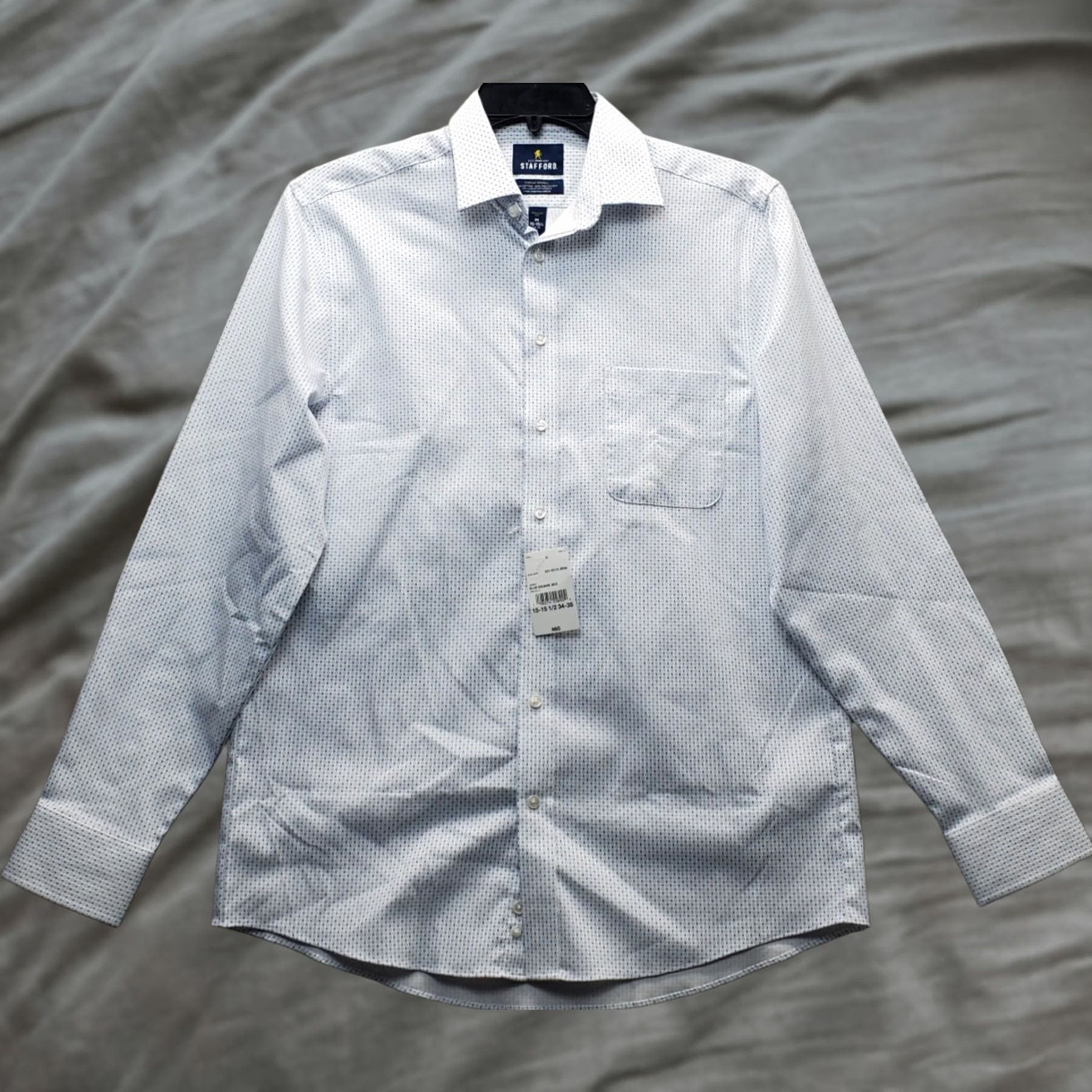 Stafford Stafford Dress Shirt Mens M Multi Regular Fit Sweat Repel Collar Button Up Size 40R - 1 Thumbnail