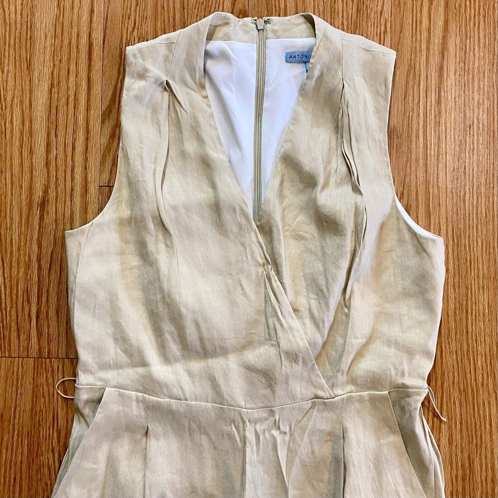 Other Antonio Melani Tan Sleeveless Wide Leg Jumpsuit Womens 12 Size XL / US 12-14 / IT 48-50 - 3 Thumbnail