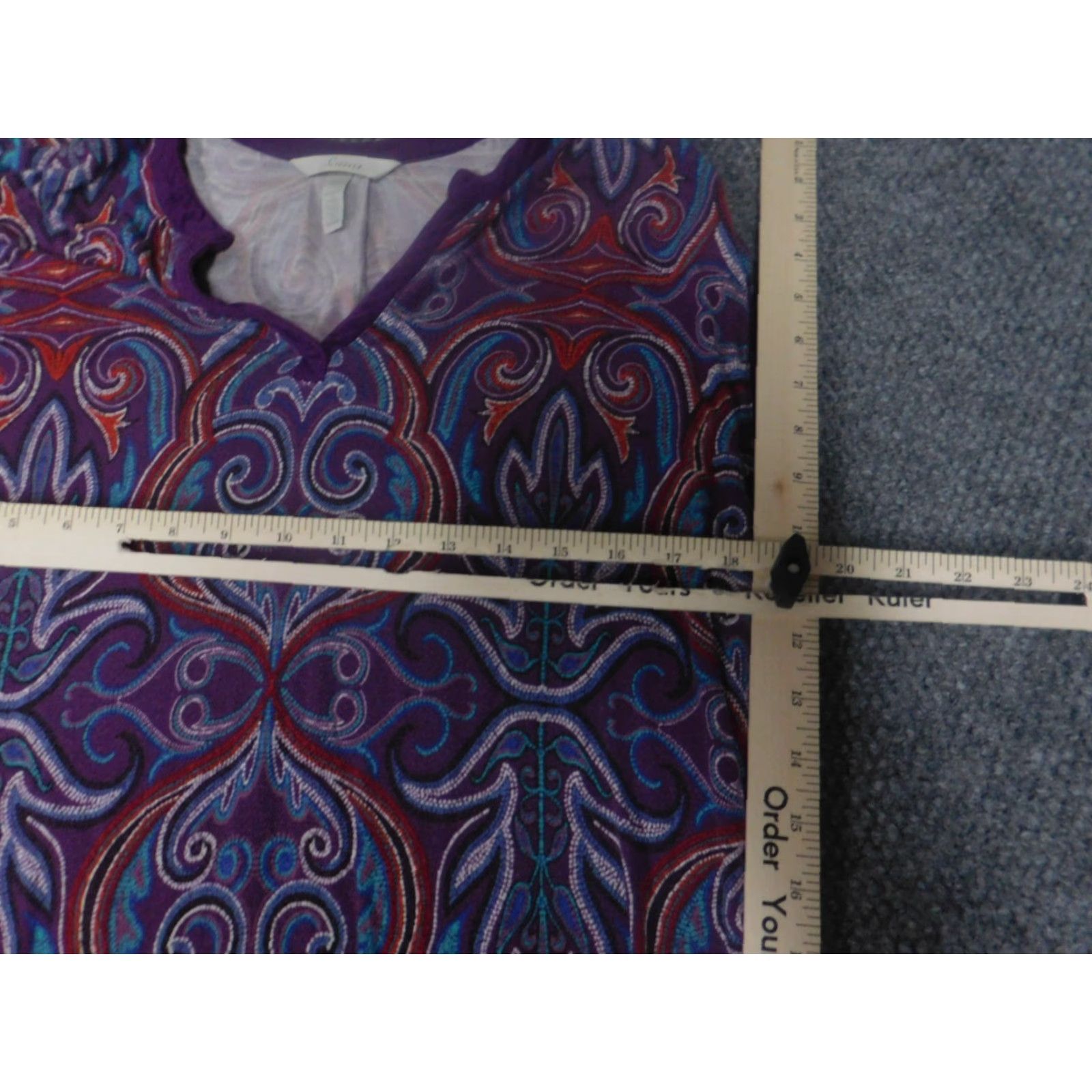 Vintage Soma Womens Blouse M Purple Stretch Solid Long Sleeve Collared Pullover Casual Cap Sleeve Ruffle Polyester Woven Regular Classic Basic Size M / US 6-8 / IT 42-44 - 4 Thumbnail