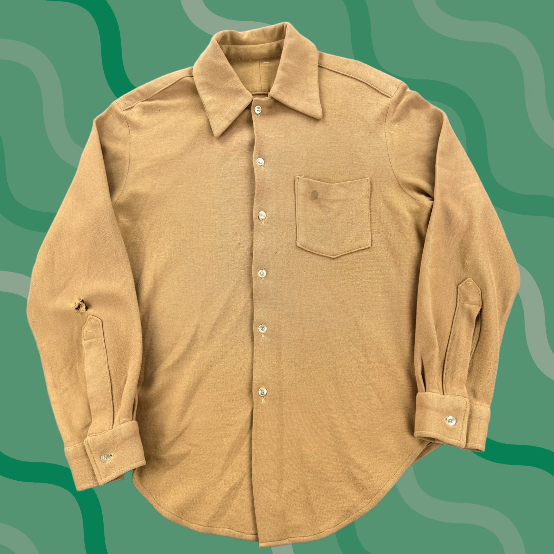 Vintage VINTAGE Wool Button Shirt Mens Large Brown Long Sleeve Workwear Distressed 70s US Army Mens Large Brown Long Sleeve Wool Button Shirt Size US L / EU 52-54 / 3 - 1 Thumbnail