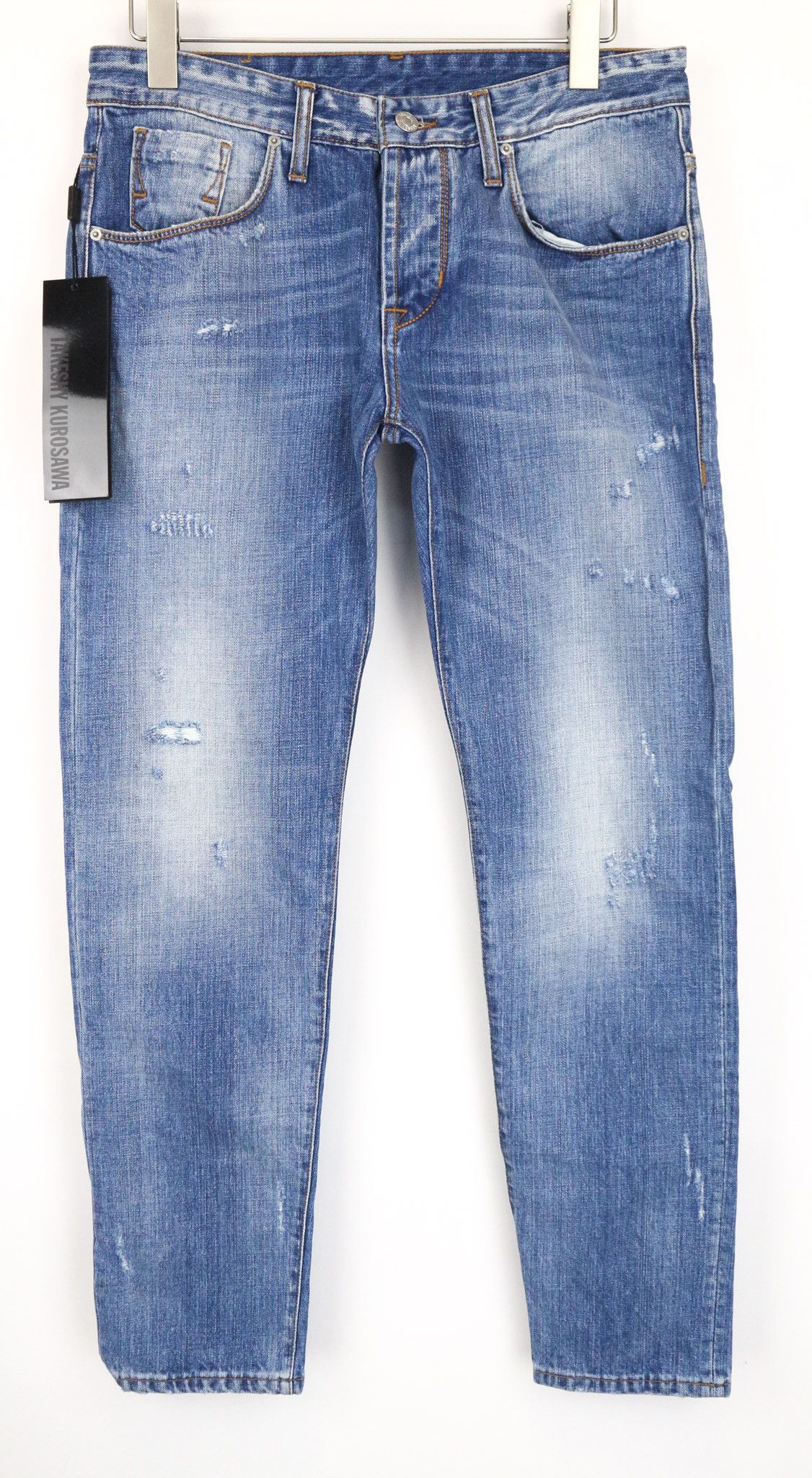 Takeshy Kurosawa TK 08 W34 Blue Distressed Button Slim Jeans 75721 Size US 34 / EU 50 - 1 Thumbnail