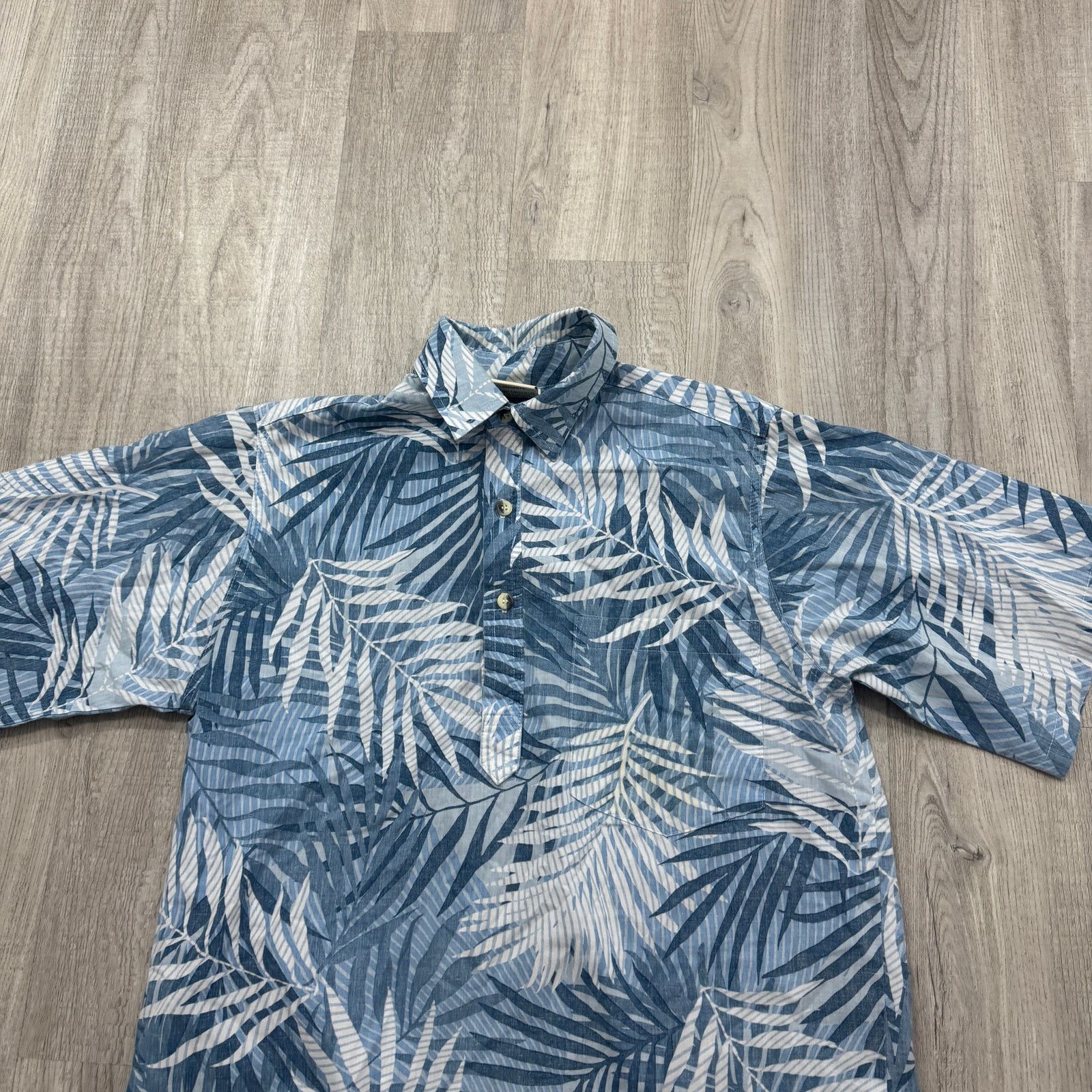 Vintage Go Barefoot Hawaiian Polo Shirt Men Small Blue Floral Aloha Size US S / EU 44-46 / 1 - 2 Thumbnail