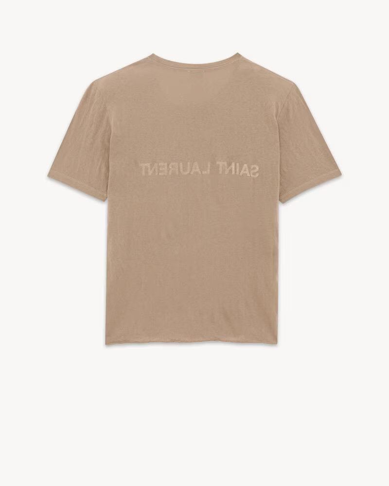 Saint Laurent Paris o1mle0824 Reverse Logo T-Shirts in Taupe Size US L / EU 52-54 / 3 - 2 Thumbnail