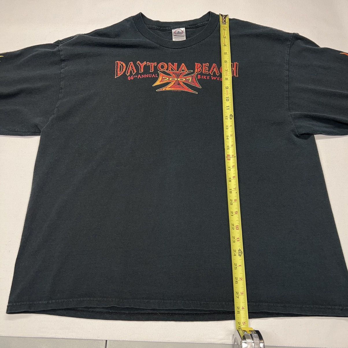 Delta × Vintage Daytona Beach Bike Tee Shirt Black Long Sleeve Biker Flames Size US XXL / EU 58 / 5 - 19 Thumbnail