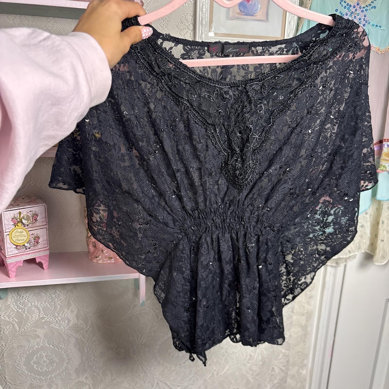 Other y2k black grunge lace sequin butterfly top Size S / US 4 / IT 40 - 5 Thumbnail
