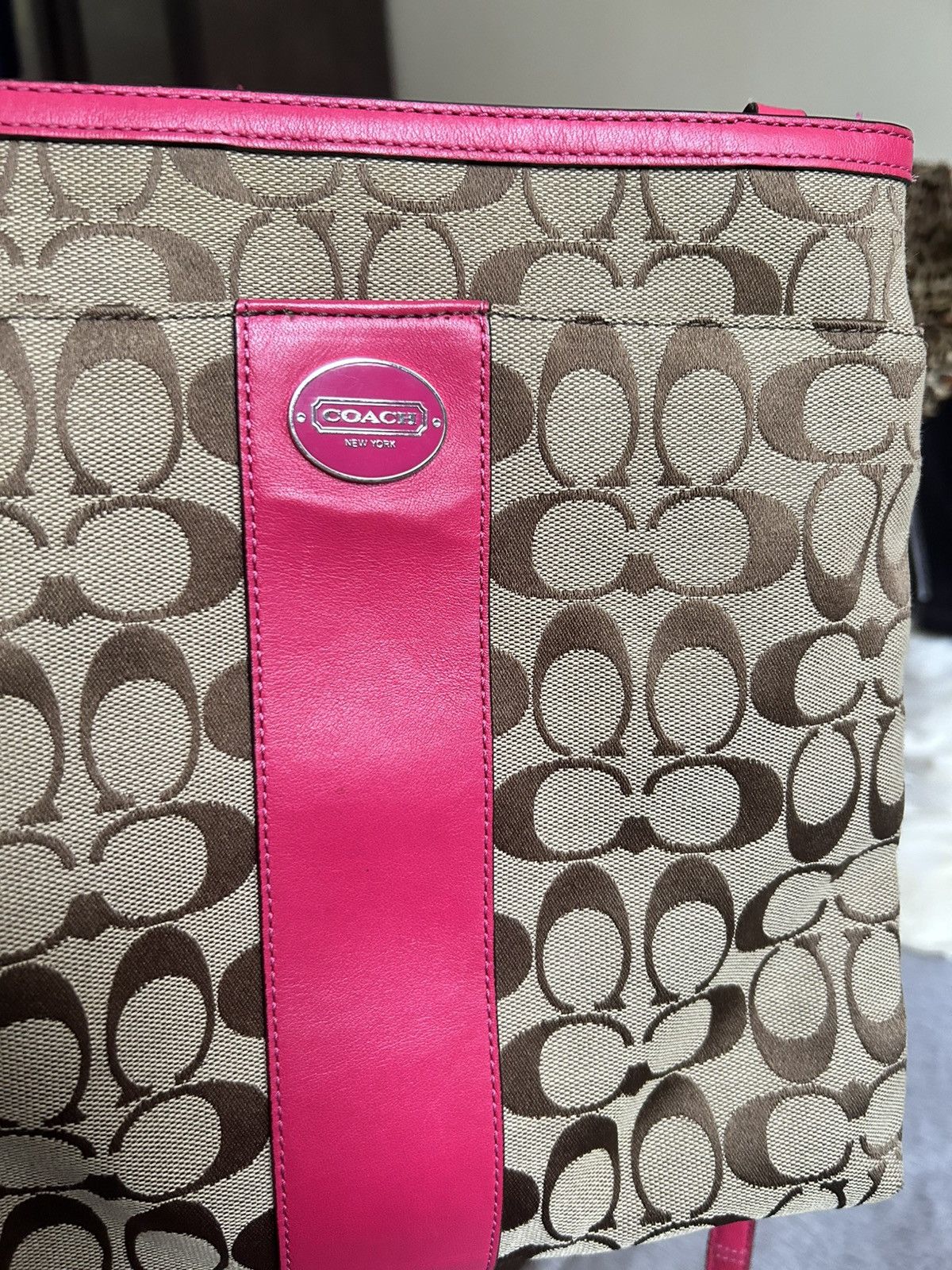Coach Coach Y2K Signature Stripe File Bag - Khaki / Pink Size ONE SIZE - 3 Thumbnail