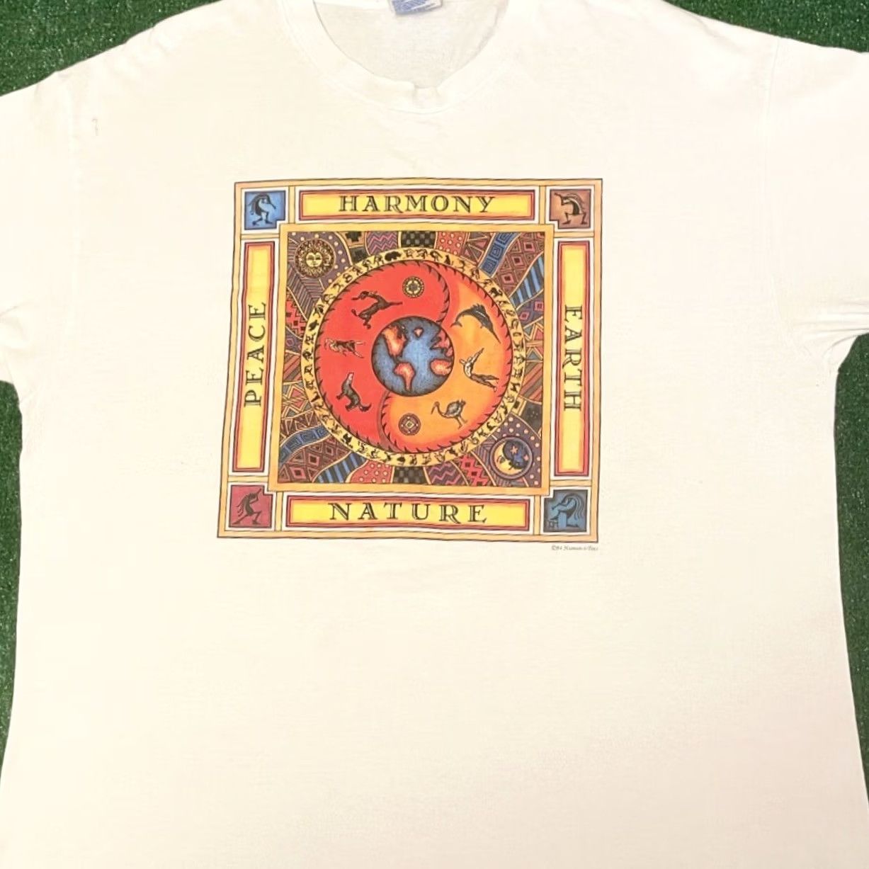 Harmony VINTAGE Harmony Peace Nature Earth Human I Tees 1994 VTG Shirt Mens XL White 90s Size US XL / EU 56 / 4 - 4 Thumbnail