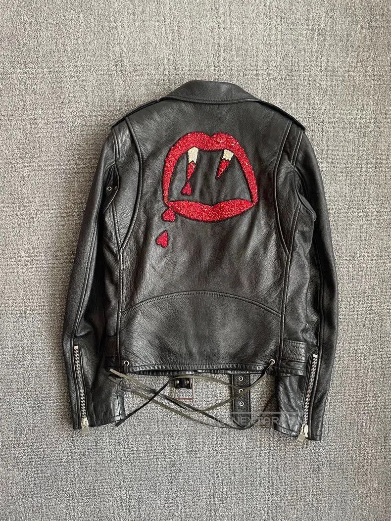 Saint Laurent Paris Saint Laurent Leather Jacket with Lips Design. Size US L / EU 52-54 / 3 - 1 Thumbnail