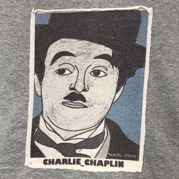 Vintage Vtg CHARLIE CHAPLIN COMEDY Comic Actor Painting Tee Shirt Size US S / EU 44-46 / 1 - 6 Thumbnail