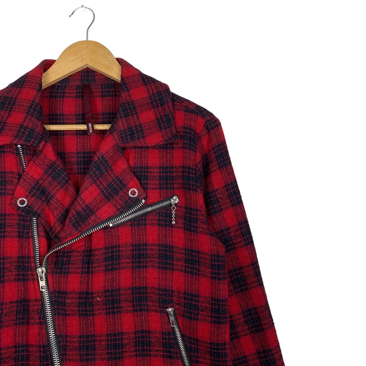 Japanese Brand SM SHADU Asymmetrical Zipper Double Collar Jacket #0937-C42 Size US M / EU 48-50 / 2 - 5 Thumbnail