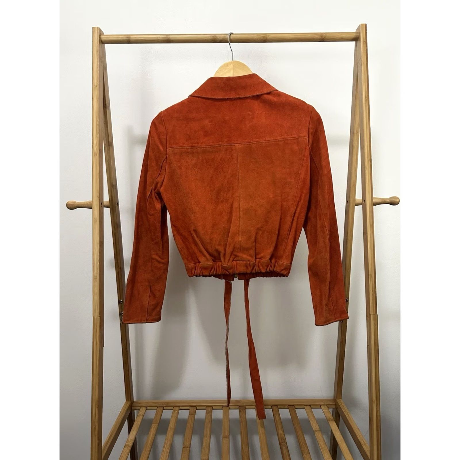 Vintage VTG 60s Burnt Orange Suede Leather Women's Cropped Jacket Size M Orange Basic Jacket Womens Size M / US 6-8 / IT 42-44 - 2 Thumbnail