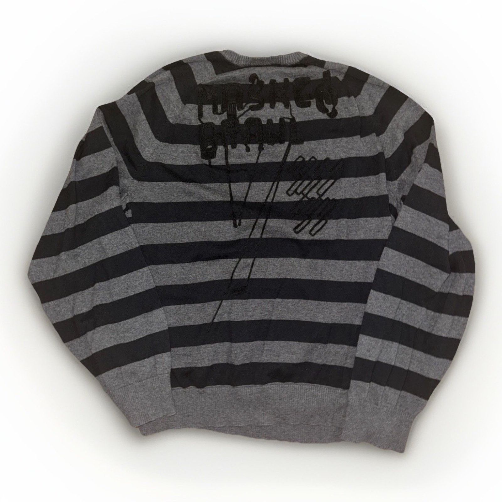 Artful Dodger × Vintage Artful Dodger Striped V-Neck Sweater Black Gray 3XL Size US XXL / EU 58 / 5 - 6 Thumbnail