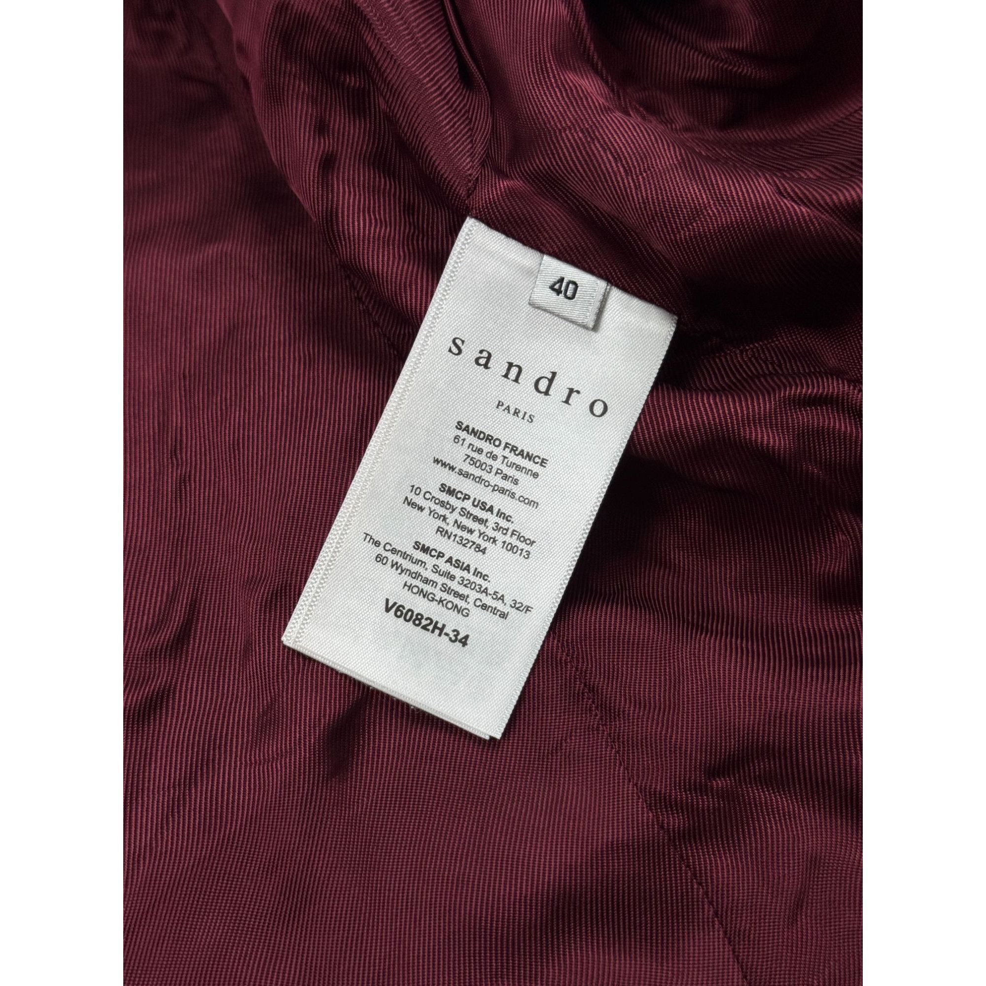 Sandro Sandro Paris Collarless Burgundy Viscose Blazer (Y1181) Size S / US 4 / IT 40 - 6 Thumbnail