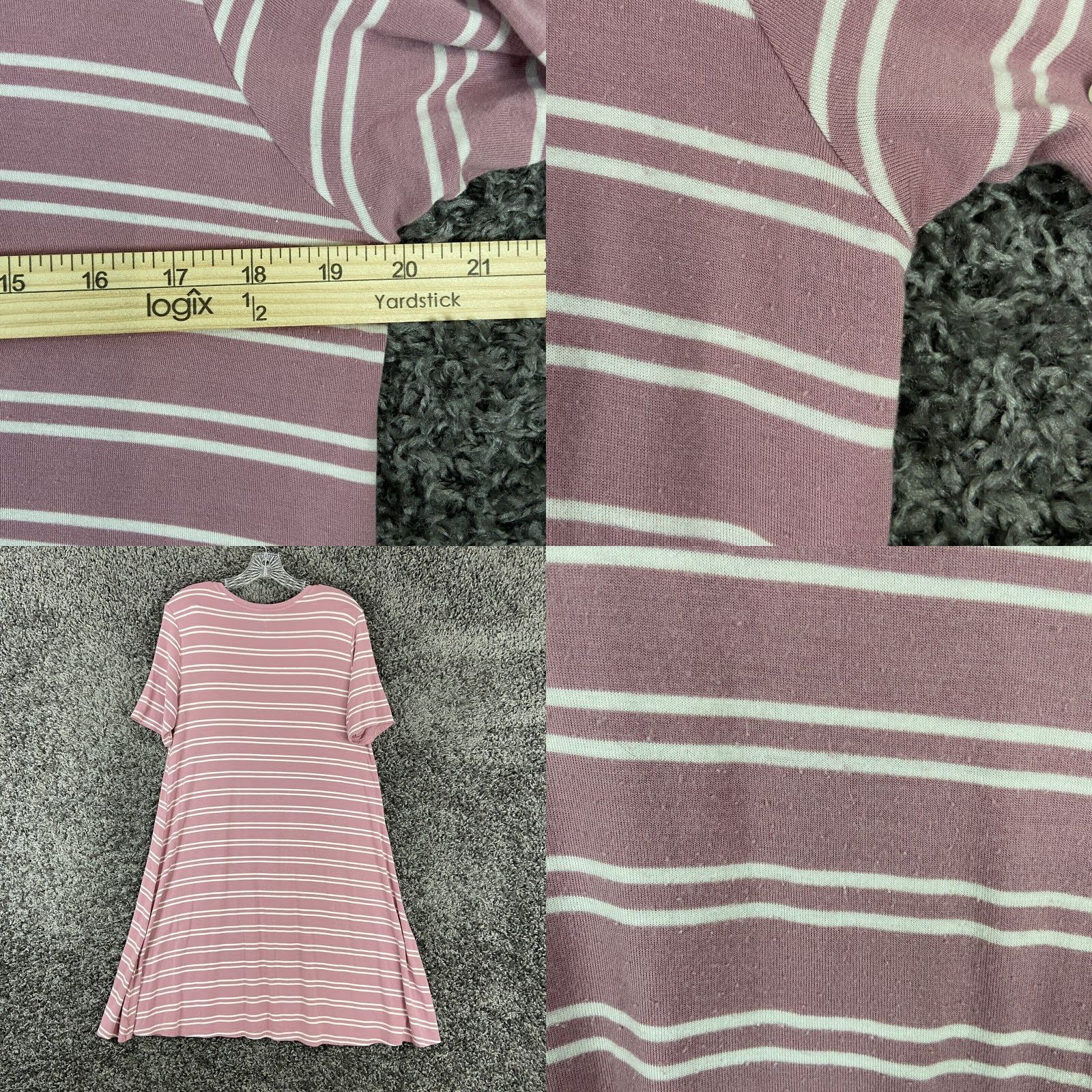 Pinko Dip Dip Pink White Striped Dress T-Shirt Dress Women M Short Sleeve Knee Length Pink Colorful 2010s Womens Size 32" / US 10 / IT 46 - 8 Thumbnail