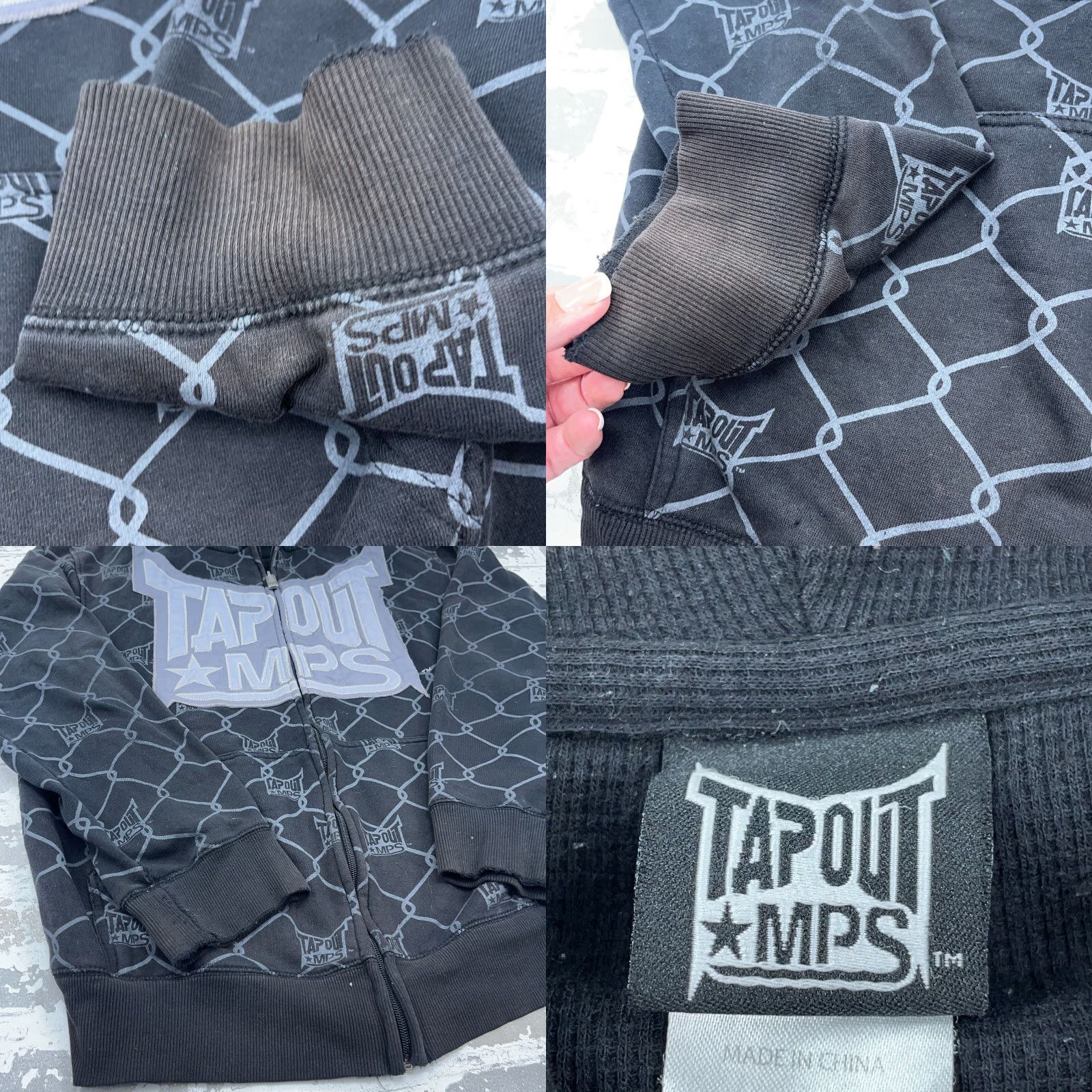 Tapout VINTAGE Tapout Hoodie Men XL Black Full Zip Jacket MMA AOP Cage Print Grunge Shirt Size US XL / EU 56 / 4 - 8 Thumbnail