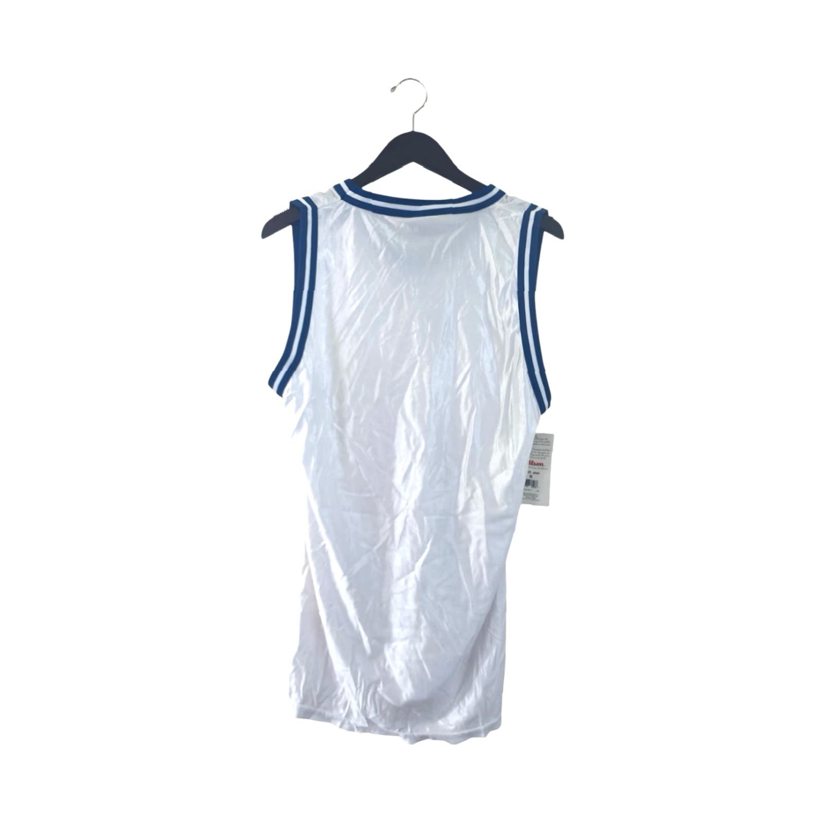 Wilson VINTAGE Wilson Jersey Tank Mens M NWT NOS 90s USA Made White Royal Blue Basketball Sleeveless 33" Long 21" Across Athletic Muscle Mens Size US M / EU 48-50 / 2 - 6 Thumbnail