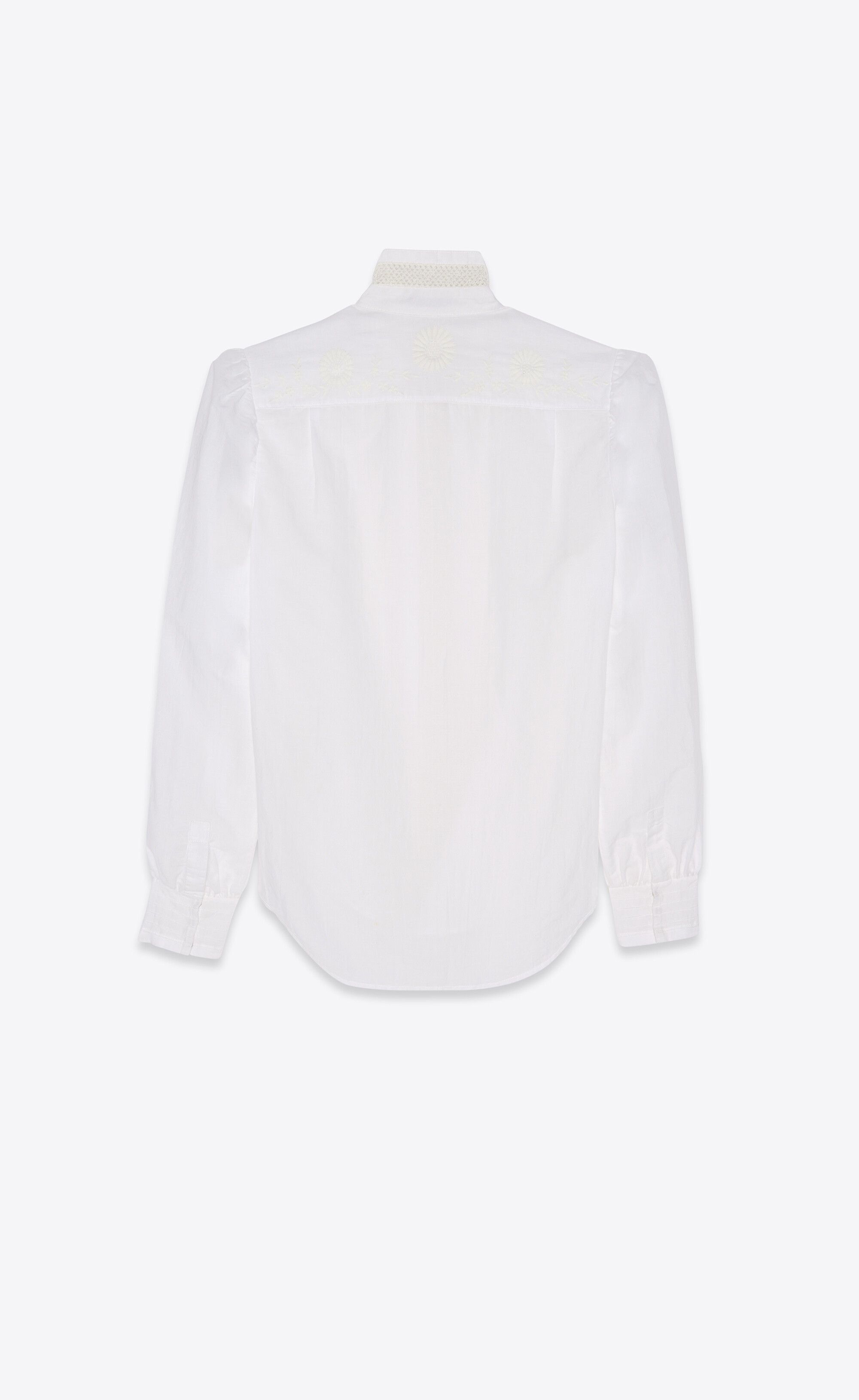 Saint Laurent Paris o1bcso1str1124 Embroidered Victorian Shirt in White Size US S / EU 44-46 / 1 - 2 Thumbnail