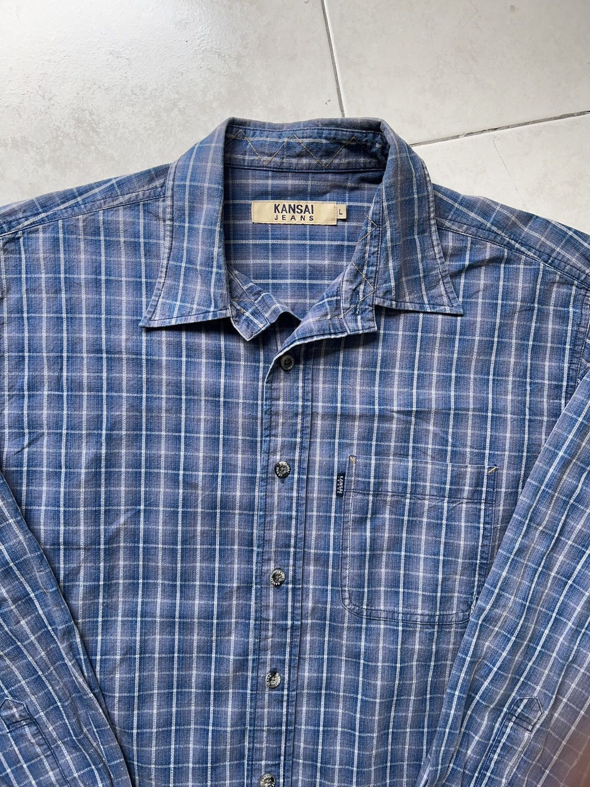 Kansai Yamamoto Kansai Jeans Long Sleeves Striped Shirts Size US L / EU 52-54 / 3 - 2 Thumbnail