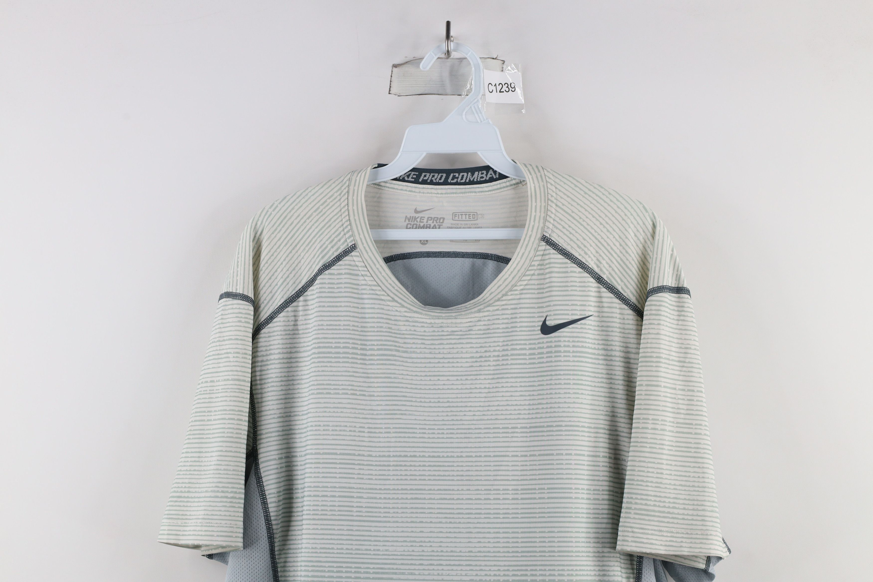 Nike × Vintage Nike Pro Combat Short Sleeve Training Gym T-Shirt Gray Size US XL / EU 56 / 4 - 2 Thumbnail