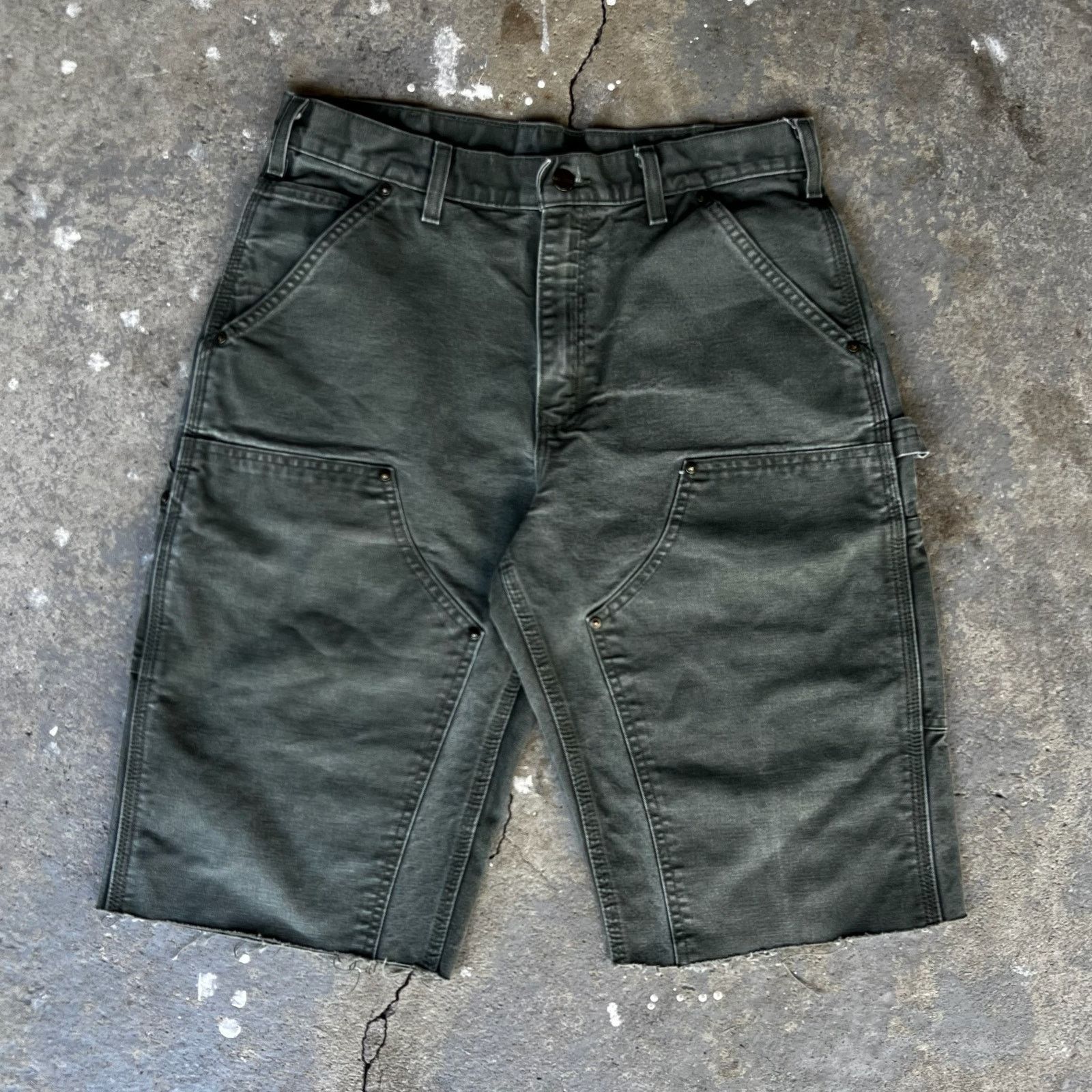 Carhartt green double knee work wear carpenter shorts