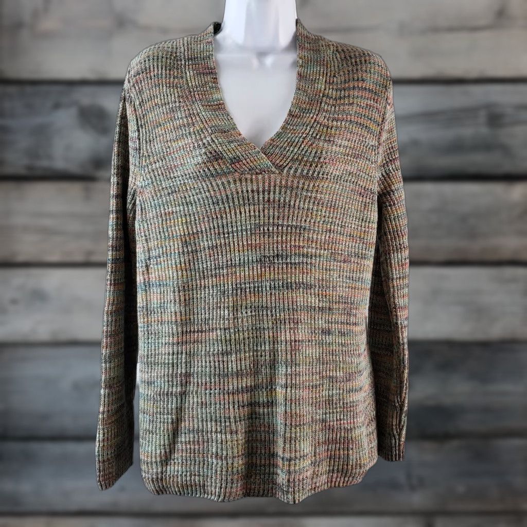 J. Jill J. Jill Womens Pullover Sweater PM Petite Multicolor Cotton Blend V-Neck Shirt Womens Size M / US 6-8 / IT 42-44 - 1 Thumbnail