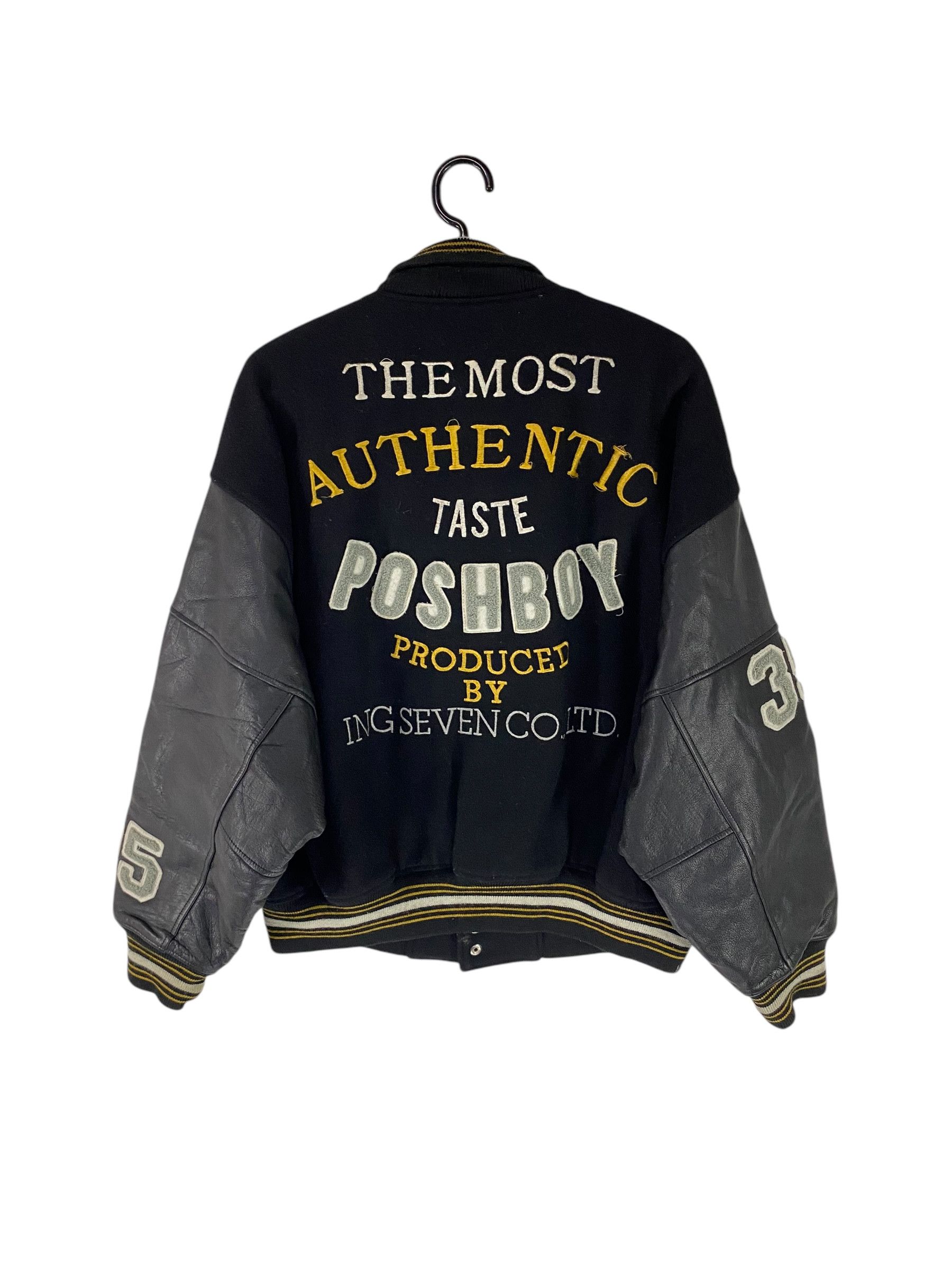 Japanese Brand 90s Posh Boy embroidered logo wool leather varsity jacket Size US L / EU 52-54 / 3 - 2 Thumbnail