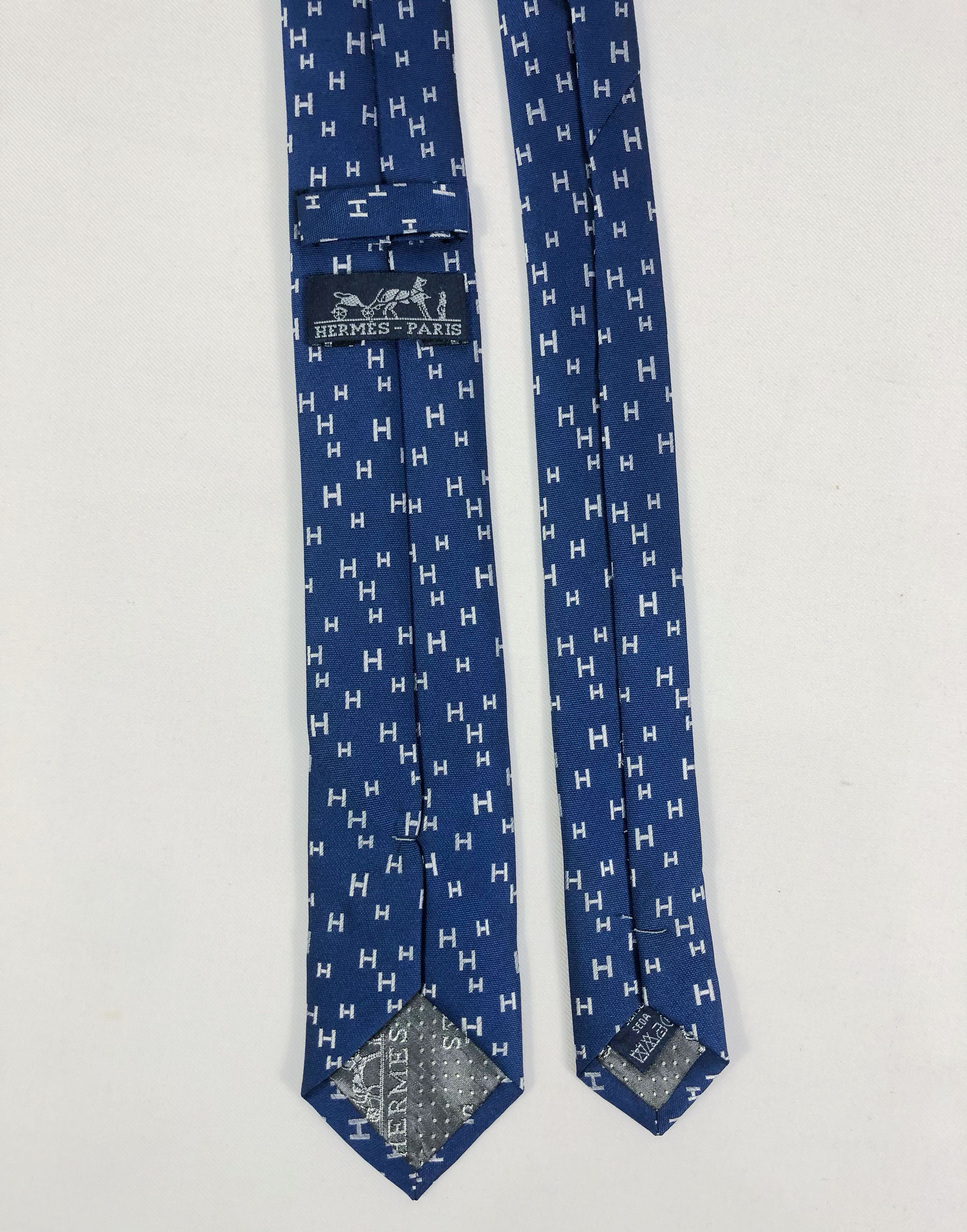 Hermes Rare Hermes Monogram Silk Tie Made in Italy Size ONE SIZE - 6 Thumbnail