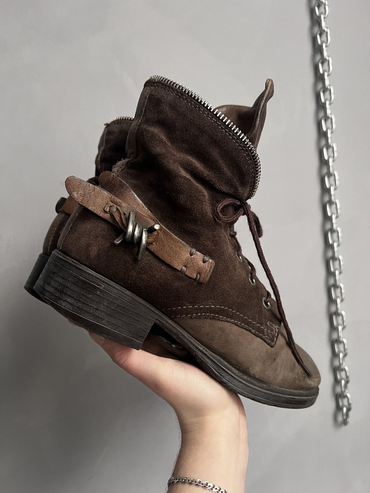 A.S.98 Vintage A.S. 98 Brown Style Boots Leather Zip Lace Size US 8.5 / IT 38.5 - 4 Thumbnail