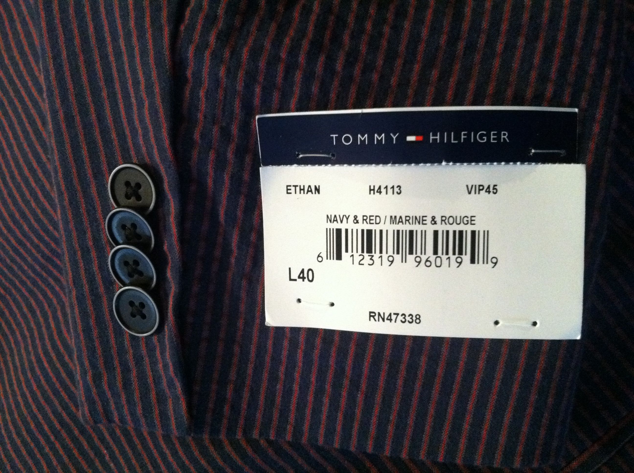 Tommy Hilfiger TOMMY HILFIGER MENS NEW NAVY /RED SPORT JACKET SIZE: 40L Size 40L - 9 Thumbnail