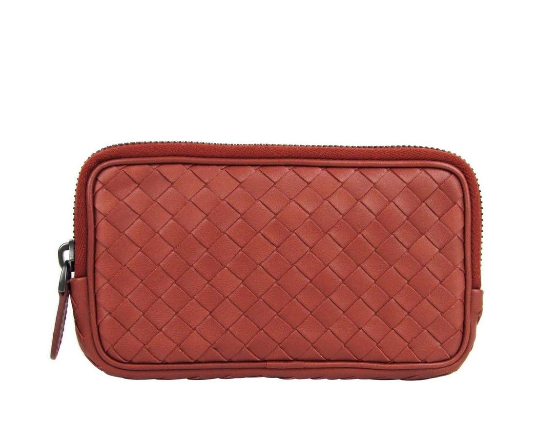Unisex Smartphone Case Rust Red Woven Leather Coin Purse