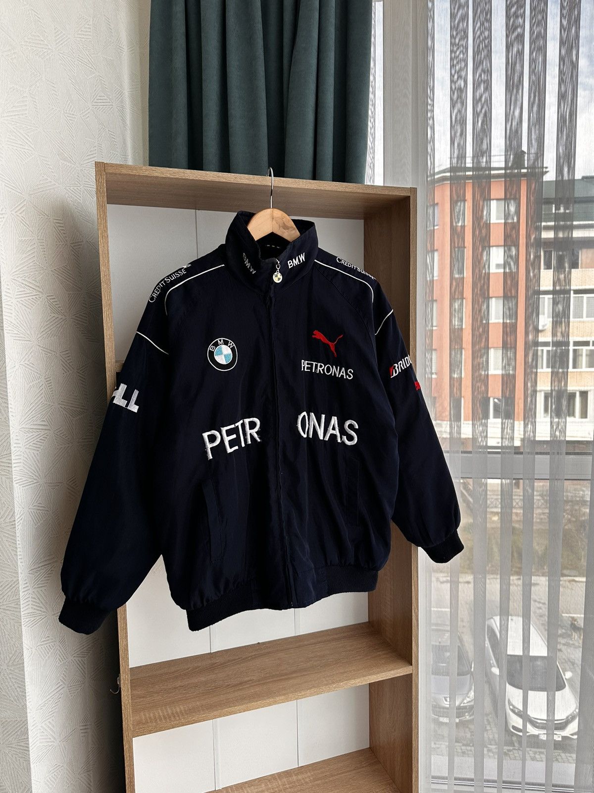 image of Formula Uno x Racing Vintage Bmw Williams Sauber F1 Vettel Racing Jacket in Navy, Men's (Size Large