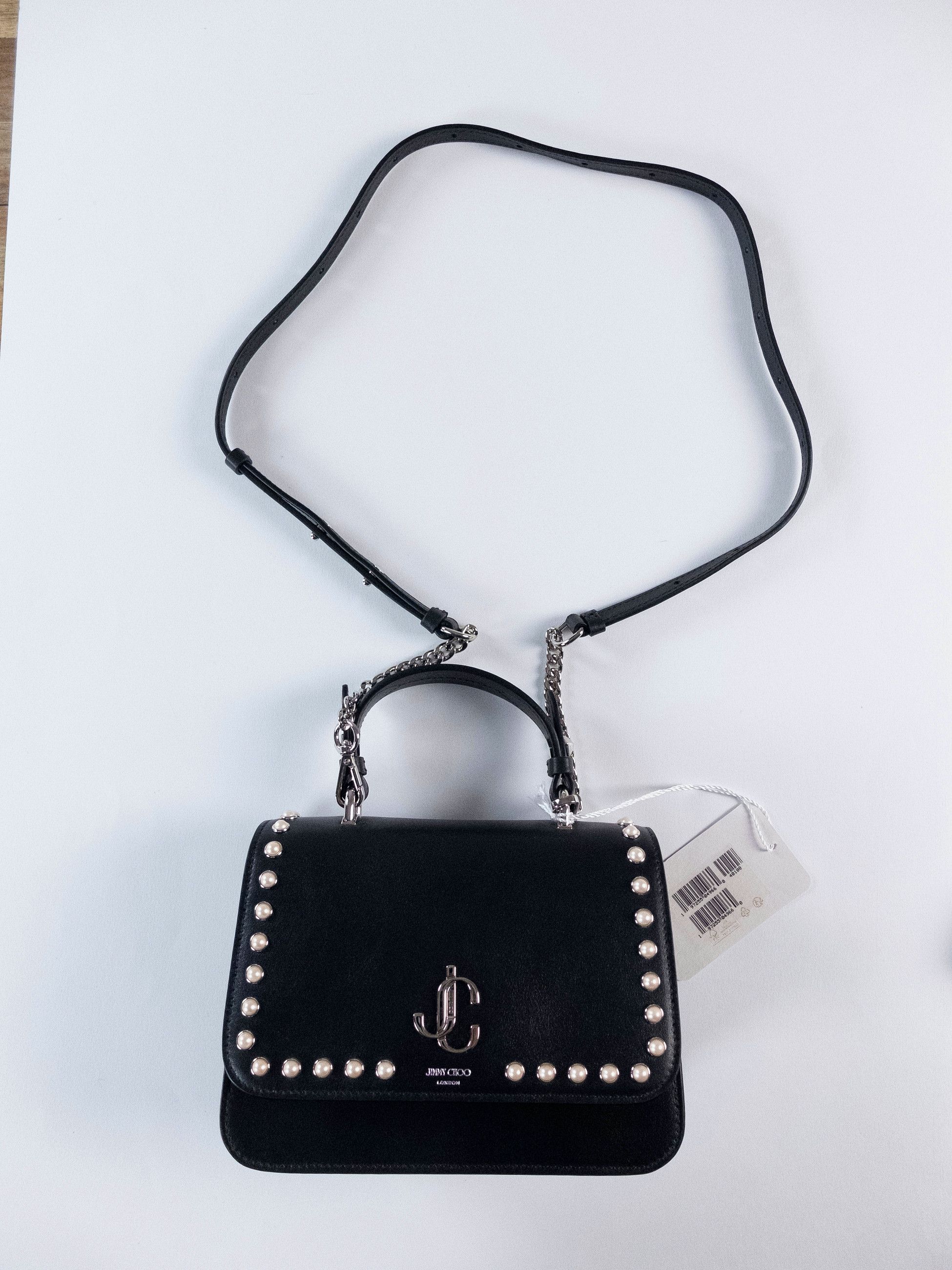 Jimmy Choo JIMMY CHOO JC Top Handle small black leather bag w pearls Size ONE SIZE - 11 Thumbnail