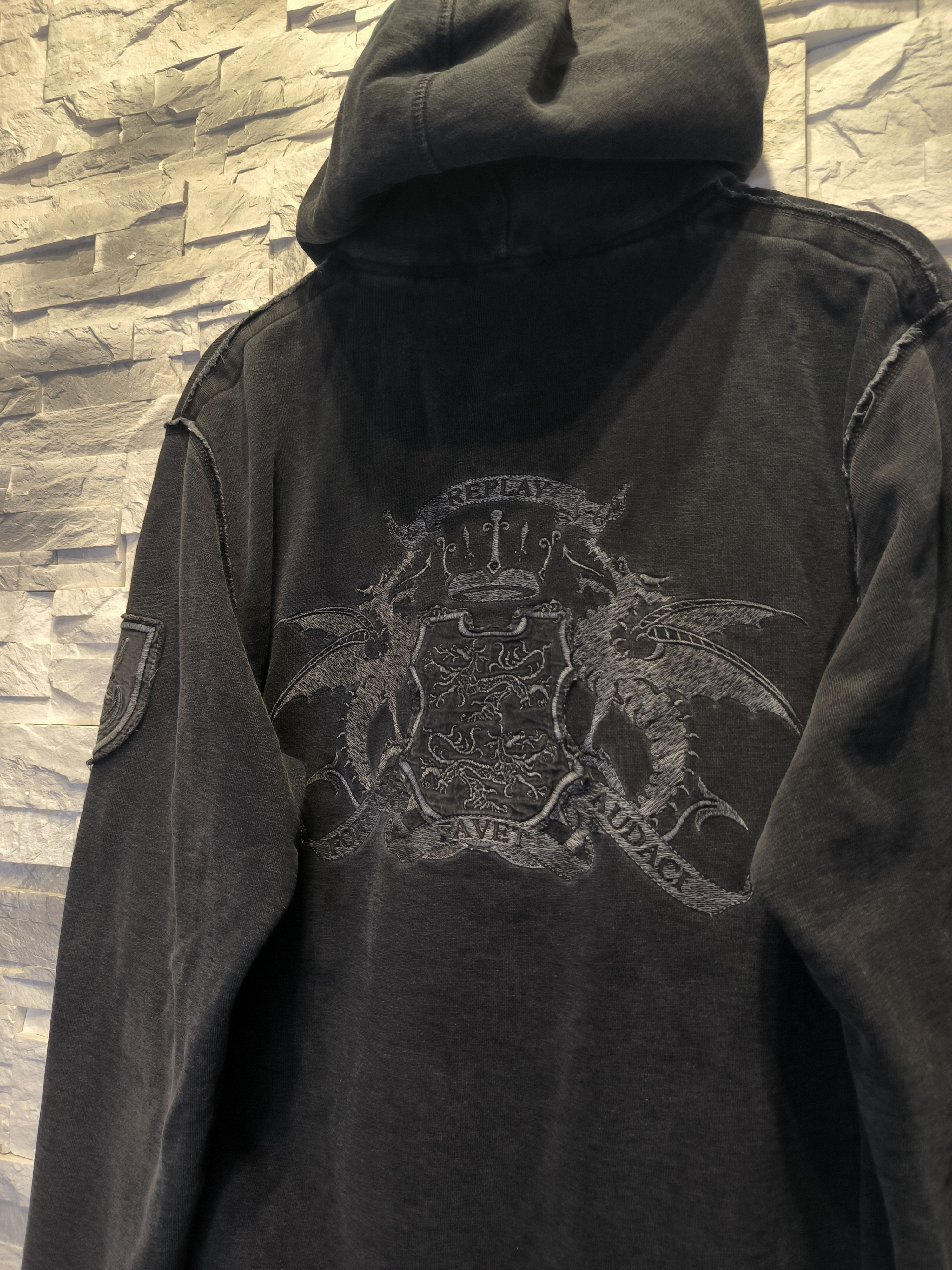 Replay × Vintage Vintage Replay Fortuna Zip Hoodie Emo Logo Gray Distressed Size US M / EU 48-50 / 2 - 4 Thumbnail