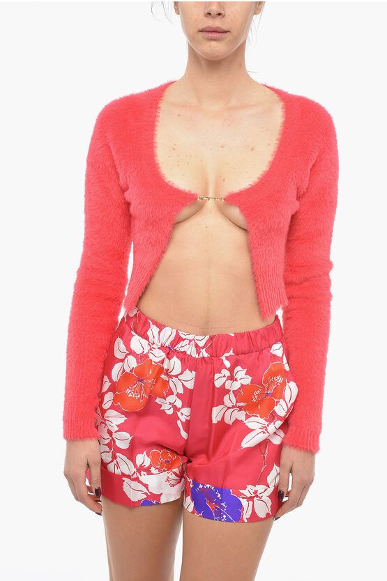 image of Jacquemus Logoed Clip La Maille Neve Cardigan in Pink, Women's (Size Small)